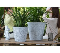 Greenship Produk High-End Pot Permukaan Bergalur Gandum Bentuk Bulat Dekorasi Rumah Penanam Taman Dekorasi Pot Bunga