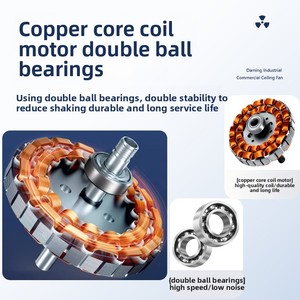 مروحة سقف صناعية 56 بوصة، مروحة كهربائية معلقة بخمس شفرات، مروحة منزلية، مروحة تجارية للمستودعات والمهاجع ذات تدفق هواء كبير - Product Image 3