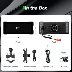 6.86 không dây Carplay <span class=keywords><strong>Monitor</strong></span> cho xe máy, không thấm nước Android Auto GPS navigation Siri điều khiển bằng giọng nói kép Bluetooth TPMS - Product Image 6