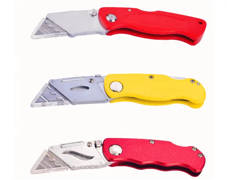 Mini cuchillo de bolsillo de plástico de buena calidad cuchillas de acero al carbono cuchillo de utilidad con precio barato