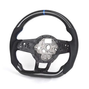 Volant de direction en fibre de carbone semi-perforé pour Volkswagen <span class=keywords><strong>Golf</strong></span> 5, 6, 7, <span class=keywords><strong>6R</strong></span>, 7R, R, MK5, MK6, MK7, MK7.5, Gti - Product Image 1