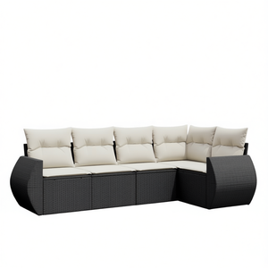 Black Rattan <b>Garden</b> <b>Sofa</b> Set 6 Seater Outdoor Furniture Contemporary Design - Product Image 1