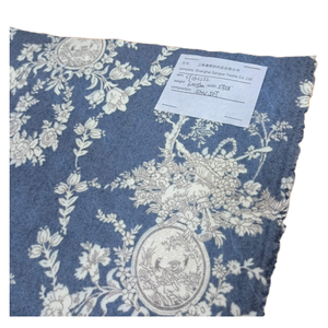 Tissu imprimé <span class=keywords><strong>de</strong></span> <span class=keywords><strong>toile</strong></span> <span class=keywords><strong>de</strong></span> <span class=keywords><strong>jouy</strong></span> vintage français en mélange <span class=keywords><strong>de</strong></span> laine-polyester tissé bleu-blanc floral poids moyen pour la décoration intérieure garçons/filles - Product Image 4