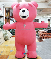 Costume de mascotte gonflable ours en peluche rose de carnaval 2M 2.6M 3M pour adultes, mascotte ours en peluche rouge rose