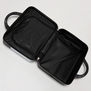 Nouvelle mini valise 14 pouces en ABS/PC, portable, pour cosmétiques, avec roulettes pivotantes, couleur unie, design à rivets - Product Image 2