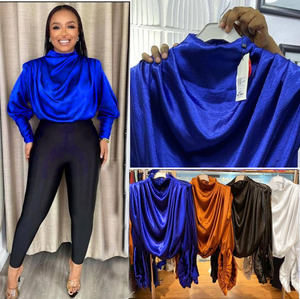 Modeste mode dame brillant solide chemise manches longues élégant robe de soirée haut pour les femmes T123 - Product Image 5