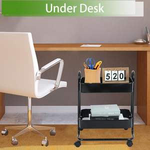 带轮两层储物车 厂家直供 金属材质 小型包装 滚轮推车 滚轮储物车 - Product Image 3