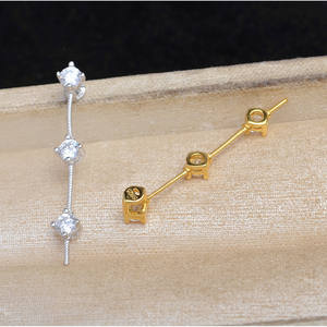 Wenchi S925 <b>Silver</b> DIY Pearl Jewelry Accessory 3mm Size 8-10mm Pendant 13532 Double-<b>Bead</b> Through-Hole Empty Base 3-<b>Bead</b> Style - Product Image 2