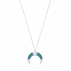 Corne Design Nano Turquoise Zircon Pierre Forme Pendentif Turc À La Main En Gros 925 Bijoux En Argent Sterling - Product Image 2