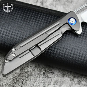 سكين EDC مخصص عالي الجودة مع مقبض تيتانيوم مطحون باستخدام الحاسب الآلي سكين جيب قابل للطي متعدد الشفرات OEM يدعم الشعار - Product Image 3