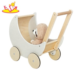 2 इन1 पुश एंड पुल खिलौने गुलाबी लकड़ी के बेबी प्रैम स्ट्रोलर खिलौना बच्चों के लिए W16E112C - Product Image 4