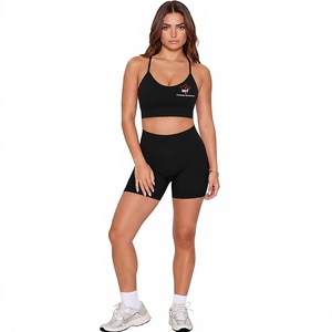 Conjunto de Yoga Personalizado para Mujer, Transpirable, de Secado Rápido, para Gimnasio, Top sin Mangas, Pantalones Cortos de Cintura Media, Conjunto Deportivo - Product Image 1