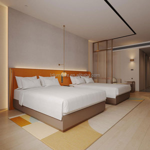 Hotel King Bedroom Furniture Sets Modern <b>Bed</b> Frame With Nightstands Headboard Wardrobe <b>Side</b> Table & TV Cabinet <b>For</b> 3 Star Hotel - Product Image 6