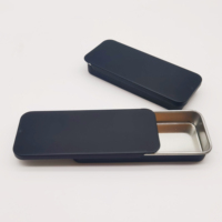 Boîte Coulissante Mini Rectangulaire en Métal Argenté/Noir Mat 80 x 34 x 11 mm pour Baume à Lèvres, Vente en Gros, 15g