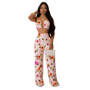 Hanging Neck up Breasted Top Torn Pants Women's <b>Sexy</b> Solid Color Casual Short Hole 2 Piece <b>Set</b> Fashion - Product Image 3