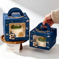 Emballage pour desserts, boîte à pâtisserie, boîte à gâteau d'anniversaire avec impression de logo personnalisé, fenêtre transparente en PET, poignée portable, emballage cadeau pour les fêtes
