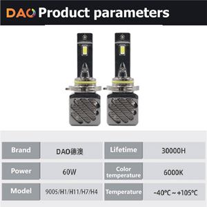 Phares LED Dao H7 65w 30000lm 6000k pour mise à niveau et rétrofit, compatibilité universelle 12v 24v - Product Image 5