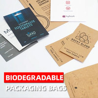 Sac refermable en PLA végétal compostable, pochette en papier kraft personnalisée, emballage écologique biodégradable avec fenêtre en PLA