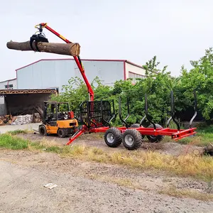 Lâm nghiệp máy móc vật lộn log Trailer với cần cẩu gỗ loader thủy lực ATV trang trại máy kéo log Gỗ gỗ Trailer