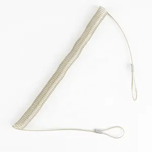 Cable de alambre de acero recubierto de goma plástico colorido OEM cuerdas de alambre de acero con resorte de extensión flexible con extremos de bucle doble