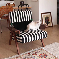 Hôtel Restaurant Moderne Nordique Simple Fauteuil En Bois Loisirs Canapé Chaise avec Motif Zèbre Salon Relax Chaise