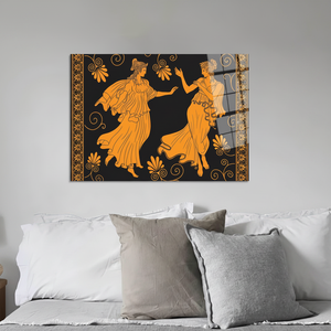 Décoration murale élégante en toile à motifs floraux grecs de style Art déco avec verre trempé - Product Image 3
