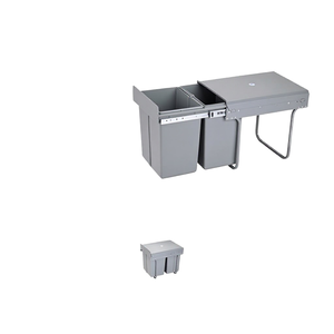 <span class=keywords><strong>Poubelle</strong></span> double <span class=keywords><strong>encastrable</strong></span> murale de cuisine avec système de classification coulissant et amortisseur, en plastique invisible - Product Image 1