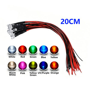Lot de 10 diodes LED 3 mm 12 V, blanc chaud, rouge, vert, bleu, jaune, orange, UV, violet, rose, pré-câblées, 5, 9, 12 V, lampe indicatrice électroluminescente - Product Image 1