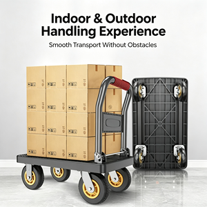 Hand Truck Dolly 1000 Lbs, Heavy Duty Platform <b>Cart</b> with Rubber <b>Wheels</b>, Foldable Flatbed Push <b>Cart</b> for Moving, Garage, Workshop - Product Image 2