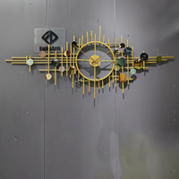 Horloge murale décorative de grande taille 145X65cm, style luxe moderne, créative, grande horloge murale en métal doré