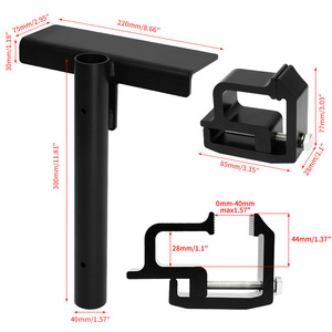 Kit de montage universel pour mât de drapeau latéral sans perçage, pour poteaux de 1,5 pouces, accessoires pour camion, en acier noir - Product Image 1