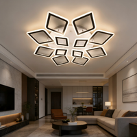 Plafonnier LED artistique, style nordique minimaliste, éclairage de salon, lumière de plafond à trois couleurs, intensité réglable