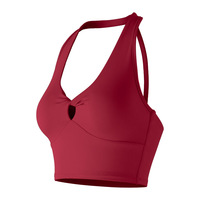 Soutien-gorge de sport à col en V torsadé et dos nu pour femme, maintien élevé, absorption des chocs, effet push-up, en Spandex/Nylon, idéal pour le fitness et le Pilates