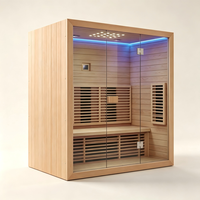 Cabine de sauna intérieure moderne en cèdre, verre 8 mm, infrarouge lointain avec éclairage d'ambiance LED