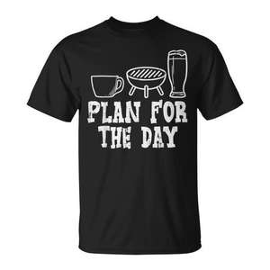 Camiseta Plan For The Day Coffee Bbq Grilling para hombre, cuello redondo, manga corta, adulto - Product Image 1