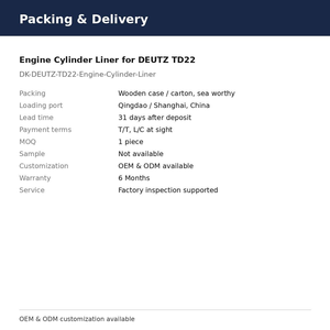 Oferta especial: Camisa de cilindro de motor de alta calidad 2026 para DEUTZ TD22 3409020 - Product Image 4
