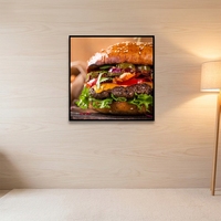 Display LCD Digitale Quadrato per Arte, Alta Luminosità, Cornice Ultra Sottile, Nero, Basato su Cloud per Caffetterie