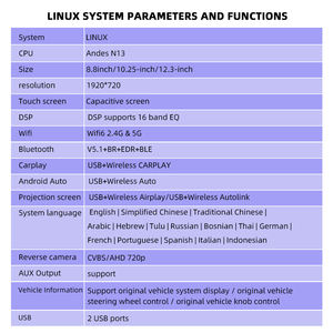 Schermo Touch da 12,3 Pollici con Sistema Linux, CarPlay, WiFi, BT, 1920*720 per Benz B GLA W246 2012 2014 2018 NTG4.5 NTG5.0 GPS Audio - Product Image 4