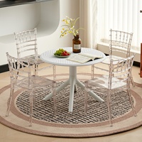 Table de salle à manger extérieure contemporaine en plastique PC, élégante, durable, confortable, à motifs, pour enfants, imperméable