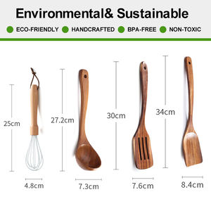 طقم أدوات مطبخ تيانزهو مكون من 5 قطع غير لاصقة وصديقة للبيئة مصنوعة من خشب الأكاسيا، آمنة للطعام وقابلة للغسل في غسالة الأطباق بتصميم مضيء - Product Image 4