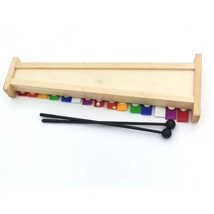 15 Note Kids Rainbow Glockenspiel With Metal Bars Wooden Frame And 2 Rubber Mallets For <b>Musical</b> Enlightenment - Product Image 4