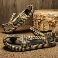 Sandalias Unisex de Diseño Tejido en Bronce, Sandalias de Alta Calidad, Estética de Nicho, Transpirables, para Verano, Aire Libre, Playa, Casuales