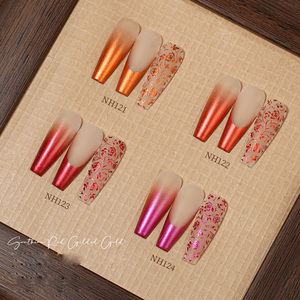 Colle à ongles <span class=keywords><strong>rouge</strong></span> de type UV pour le Nouvel An, dégradé satiné, teinture nouvelle <span class=keywords><strong>rouge</strong></span> sud, impression par transfert dorée, sans lavage, LED, designer français - Product Image 3