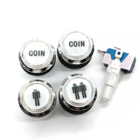 Boutons poussoirs d'urgence de couleur chromée avec micro-interrupteur LED 12V pour pousseur de pièces et machines de jeu d'arcade Jamma