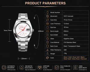 Reloj Para Hombre Mecánico Automático DIY de 36/39 mm A Quién Le Importa Ya Voy Tarde, Resistente al Agua - Product Image 2