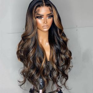 Pelucas de pelo humano virgen vietnamita frontal de encaje 13*4 personalizadas Ombre marrón oscuro encaje suizo onda del cuerpo 5*5 Peluca de encaje transparente - Product Image 1