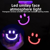 Lumière d'ambiance triangulaire solaire pour fenêtre de voiture, motif visage souriant, décoration intérieure néon pour le commerce transfrontalier