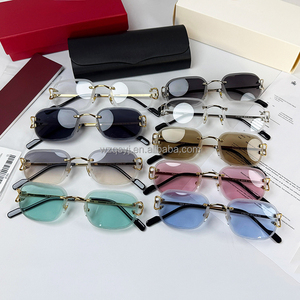 Occhiali da Sole Designer 2026 per <span class=keywords><strong>Uomo</strong></span> e Donna, Senza Montatura con Taglio a Diamante, di Tendenza, con Etichetta e Ricevuta, con Scatola - Product Image 4