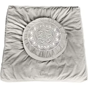 Travesseiro de veludo lavável com capa de trigo sarraceno Zabuton conjunto de almofadas de meditação premium redondo e quadrado