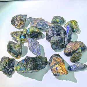 Minerais de quartzo cru para decoração, venda no atacado de cristal natural de alta qualidade, pedra não polida de labradorite, minerais brutos para decoração